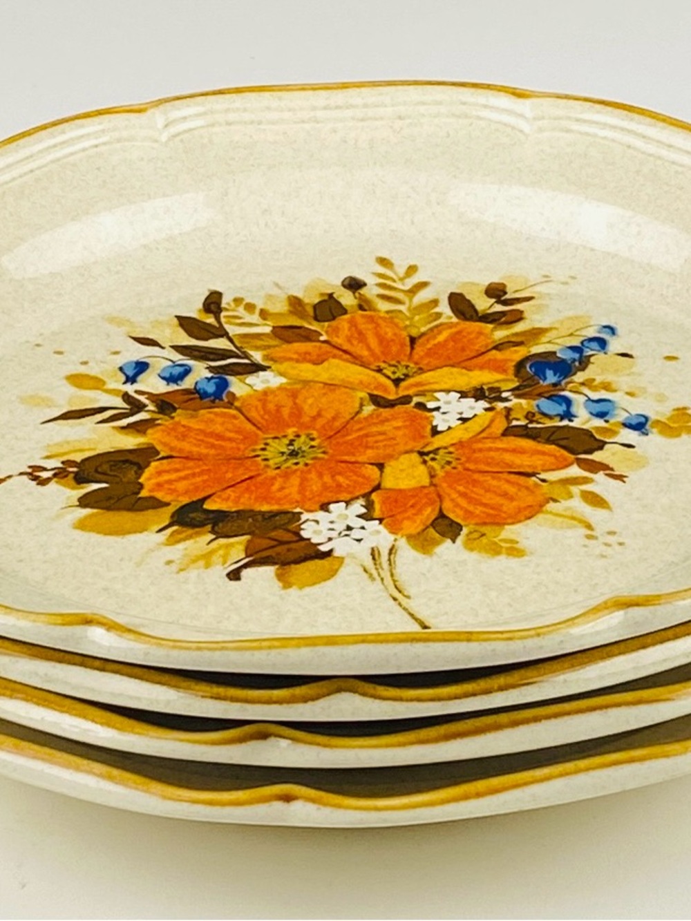 Set of 4 Vintage Mikass Japan Garden Club EC41 Petunias Soup / Salad Bowls